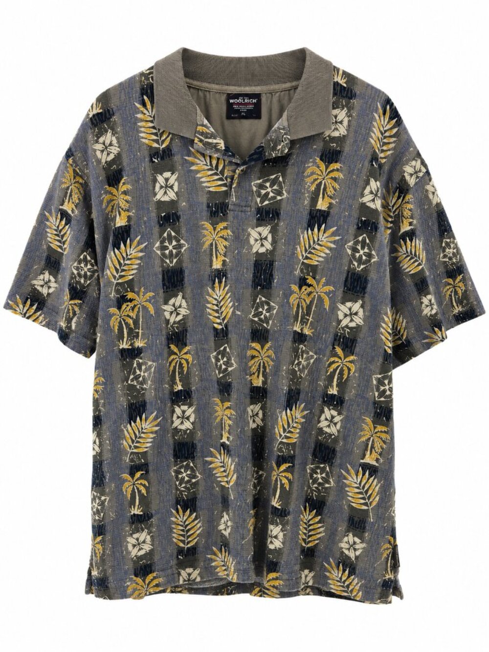 Woolrich Large Tropical Palm Tree Print Polo Shirt Men's